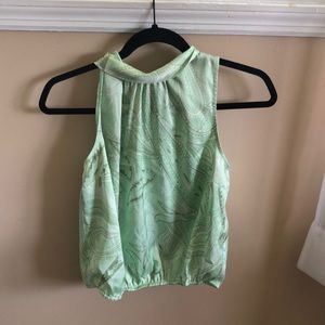 INC Paisley Green High Neck Sleeveless Blouse